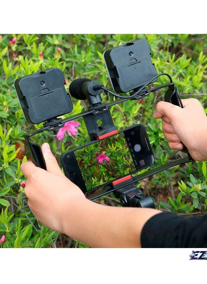 ELTRAZONE Multi-Purpose Adjustable All-in-One Video Making Kit with 2 LED Lights, Grips, and Microphone – Perfect for Vlogging, Live Streaming, and Content Creation – Versatile, Professional-Grade Setup  - Image 1