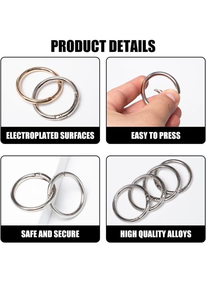 Generic - of 20 Round Carabiner 39 mm Gold Silver Spring Split Rings Round O Ring Carabiner Ring Robust Zinc Alloy Small Carabiner Hooks for Key Chain, Bag, Jewellery, DIY Crafts Making - Image 1