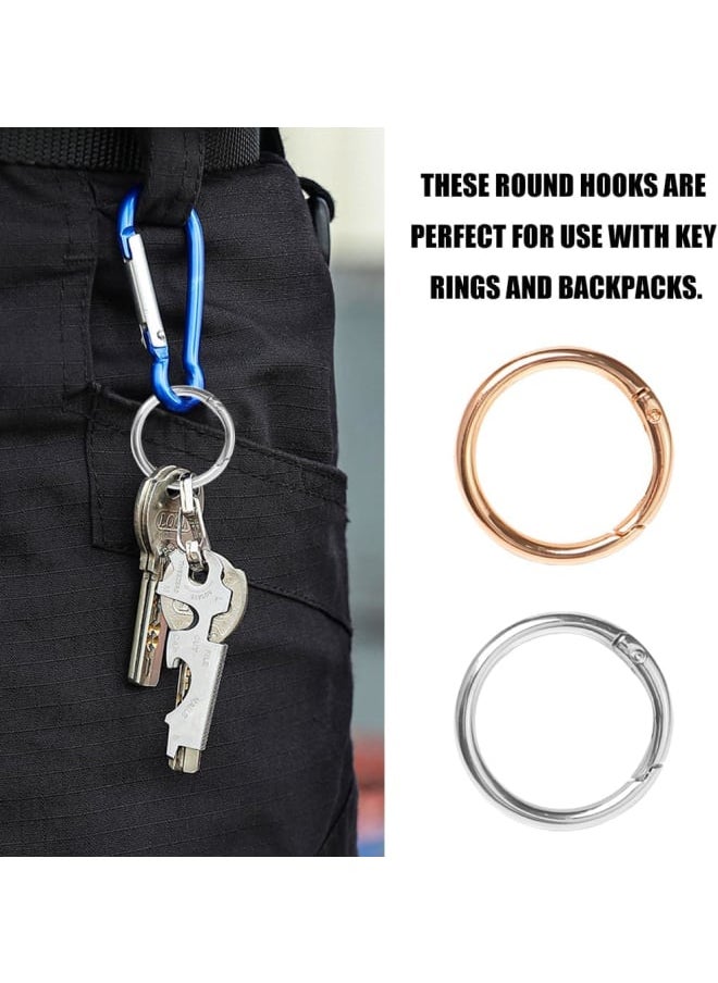 Generic - of 20 Round Carabiner 39 mm Gold Silver Spring Split Rings Round O Ring Carabiner Ring Robust Zinc Alloy Small Carabiner Hooks for Key Chain, Bag, Jewellery, DIY Crafts Making - Image 1