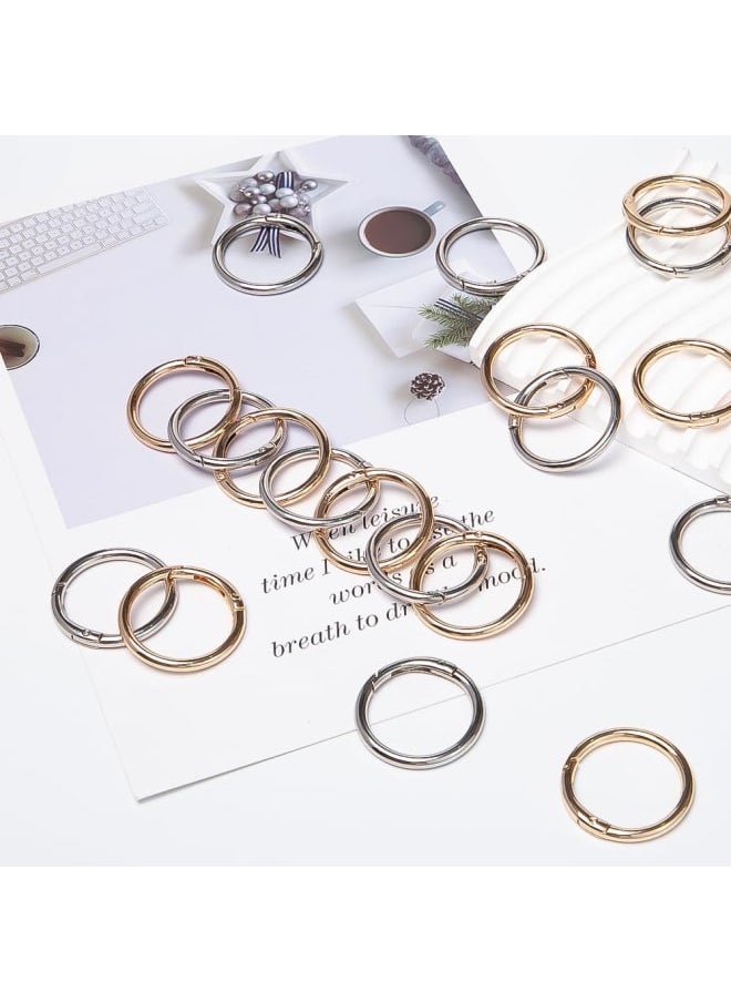 Generic - of 20 Round Carabiner 39 mm Gold Silver Spring Split Rings Round O Ring Carabiner Ring Robust Zinc Alloy Small Carabiner Hooks for Key Chain, Bag, Jewellery, DIY Crafts Making - Image 1