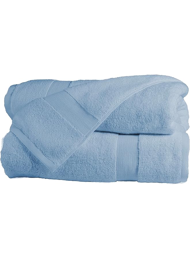 The Bros 2-Piece Luxury Bath Sheets, 100% Turkish Cotton Loops, 35 x 70 Oversized Bath Towels, Highly Absorbent and Quick Dry Bath Towels, Extra Soft Towel Set, Blue Fog - Image 1