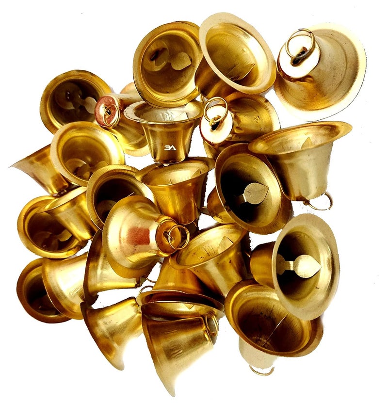 3A Featuretail Golden Metal Bells Used for DIY Crafts and Festive Decoration Golden 25Cm Set of 25pc - Image 1