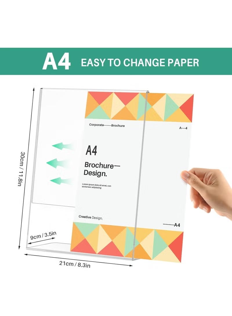 EMODA A4 Acrylic Sign Holder 10 Pack – L-Shape Clear Perspex Display Stands for Posters, Menus, Leaflets, Desktop Sign Holders for Office, Shop, Restaurant, Hotel, School, Durable Transparent Organizer - Image 4