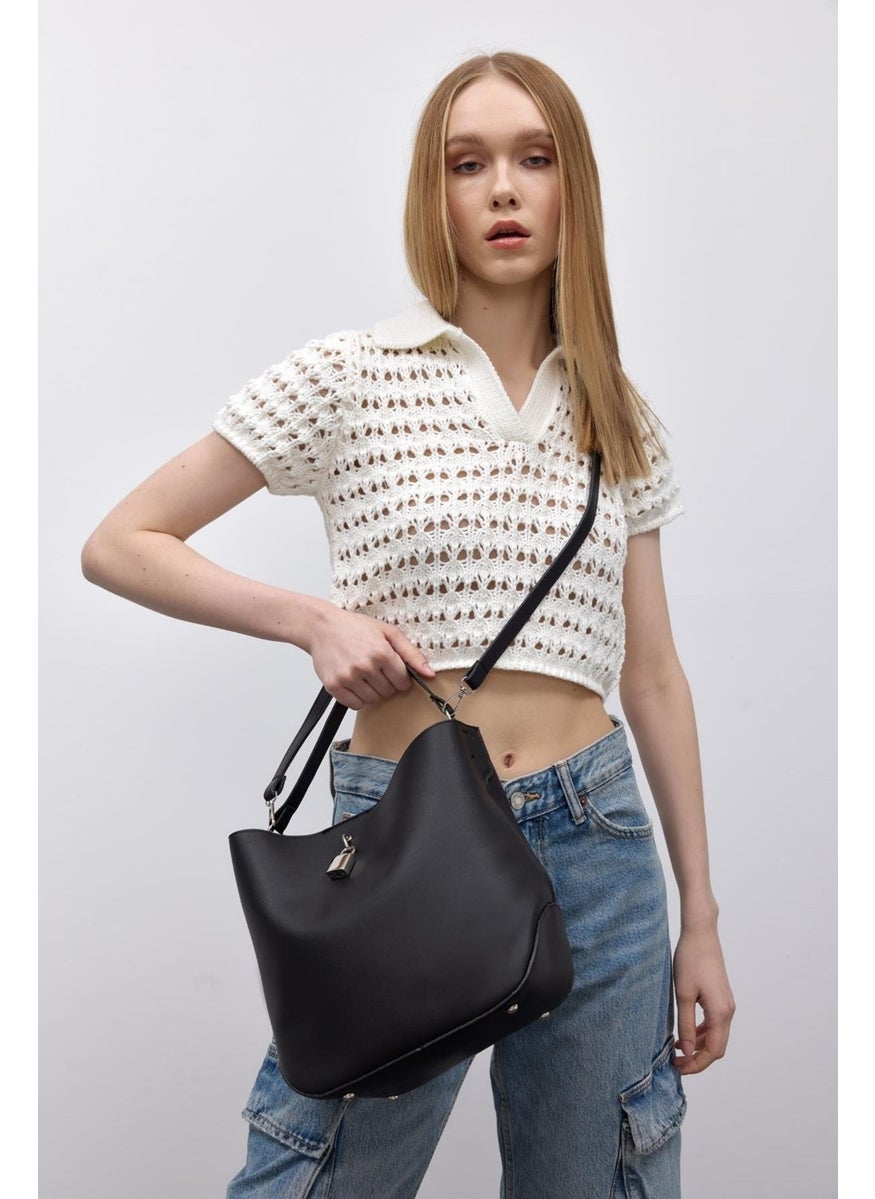 Shule Bags حقيبة يد وكتف قابلة للقفل جيمس سوداء  - Image 3