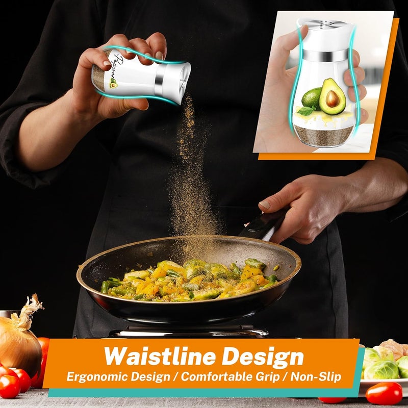 Arrozon Avocado Salt and Pepper Shakers Set,4 oz Glass Bottom Salt Pepper Shaker with Stainless Steel Lid Kitchen Decor and Accessories Refillable Design(Avocado) - Image 4