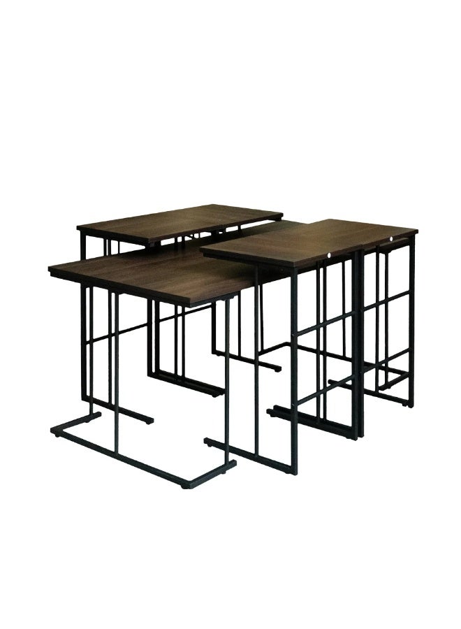 Baity 5-piece wooden coffee table set - dark brown - Image 3