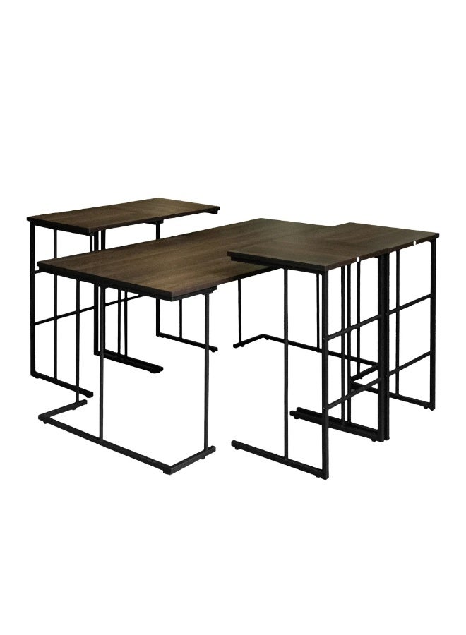 Baity 5-piece wooden coffee table set - dark brown - Image 4