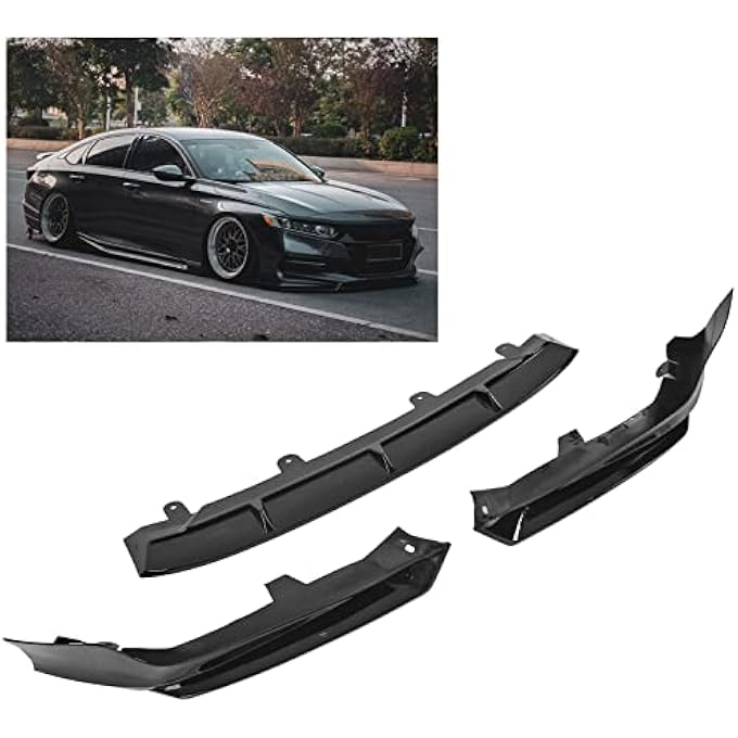 Brilluxa Front Bumper Lip Splitter, Chin Spoiler Kit, Compatible with Honda Accord 10th Gen 20182020, 3Piece Design Front Bumper Air Splitter, Exterior Body Spoiler - Image 2