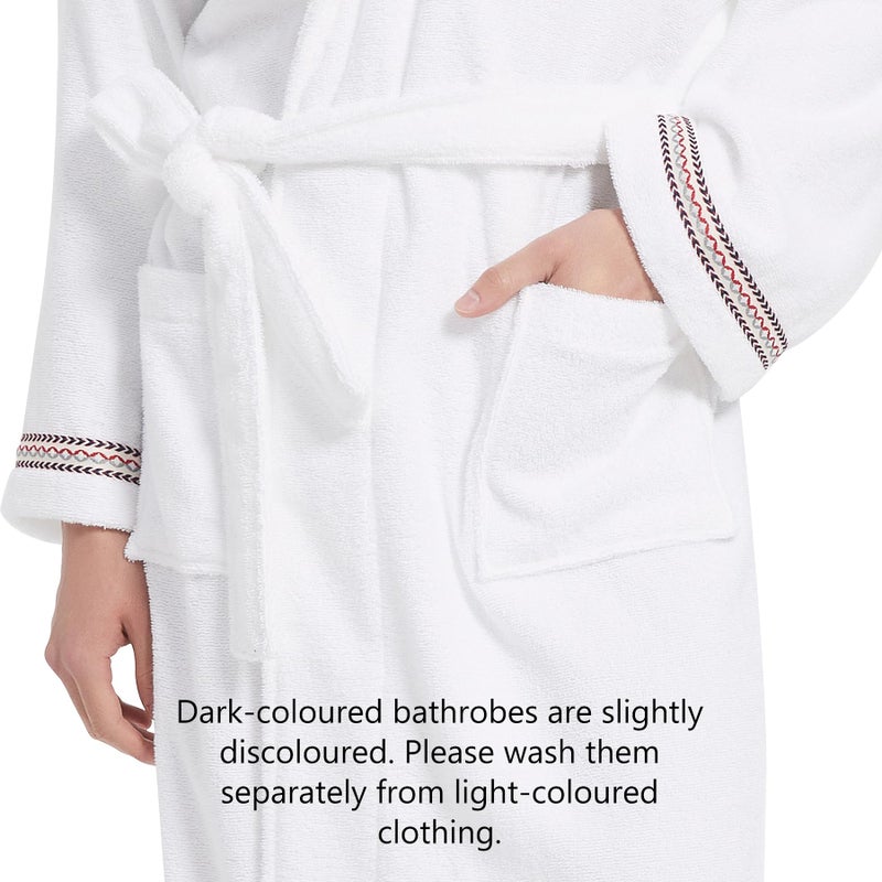 UTJZIB Men's Robe,Pure Cotton Robe for Men,Absorbent Bathrobe,Luxurious Terry Cloth Bathrobe with Shawl Collar (US, Alpha, Small, Medium, Regular, Regular, Embroidered White) - Image 3
