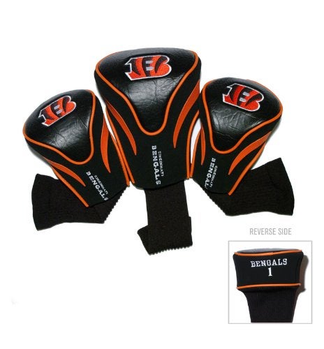 Team Golf NFL Cincinnati Bengals Contour Golf Club Headcovers (3 Count) Numbered 1, 3, & X, Fits Oversized Drivers, Utility, Rescue & Fairway Clubs, Velour lined for Extra Club Protection - Image 1