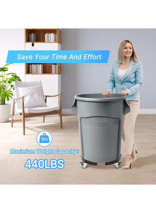 عجلات عربة سلة المهملات، عربة أثاث دائرية قابلة للتعديل مقاس 38-59 سم مع 4 عجلات، عربة أسطوانة شديدة التحمل 440 رطل، عربة برميل متعددة الوظائف (رمادي) - Image 3
