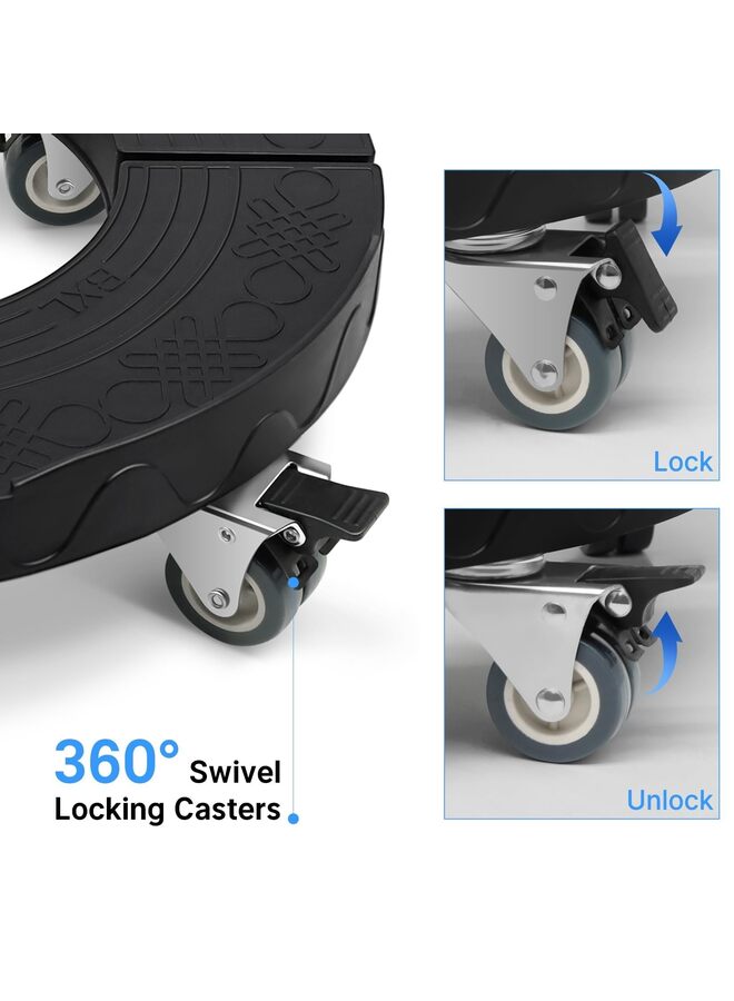 عجلات عربة سلة المهملات، عربة أثاث دائرية قابلة للتعديل مقاس 38-59 سم مع 4 عجلات، عربة أسطوانة شديدة التحمل 440 رطل، عربة برميل متعددة الوظائف (رمادي) - Image 4