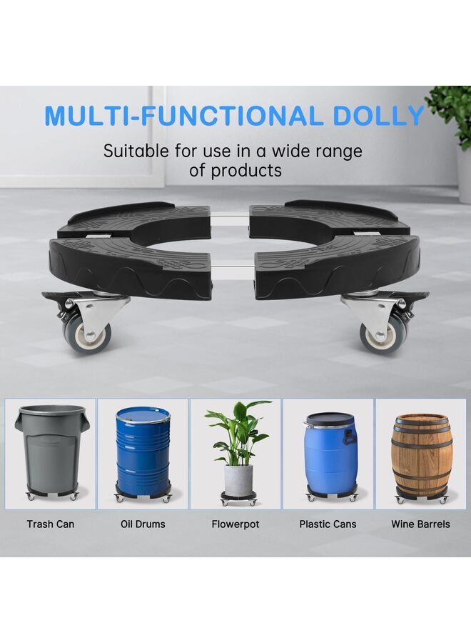 عجلات عربة سلة المهملات، عربة أثاث دائرية قابلة للتعديل مقاس 38-59 سم مع 4 عجلات، عربة أسطوانة شديدة التحمل 440 رطل، عربة برميل متعددة الوظائف (رمادي) - Image 5