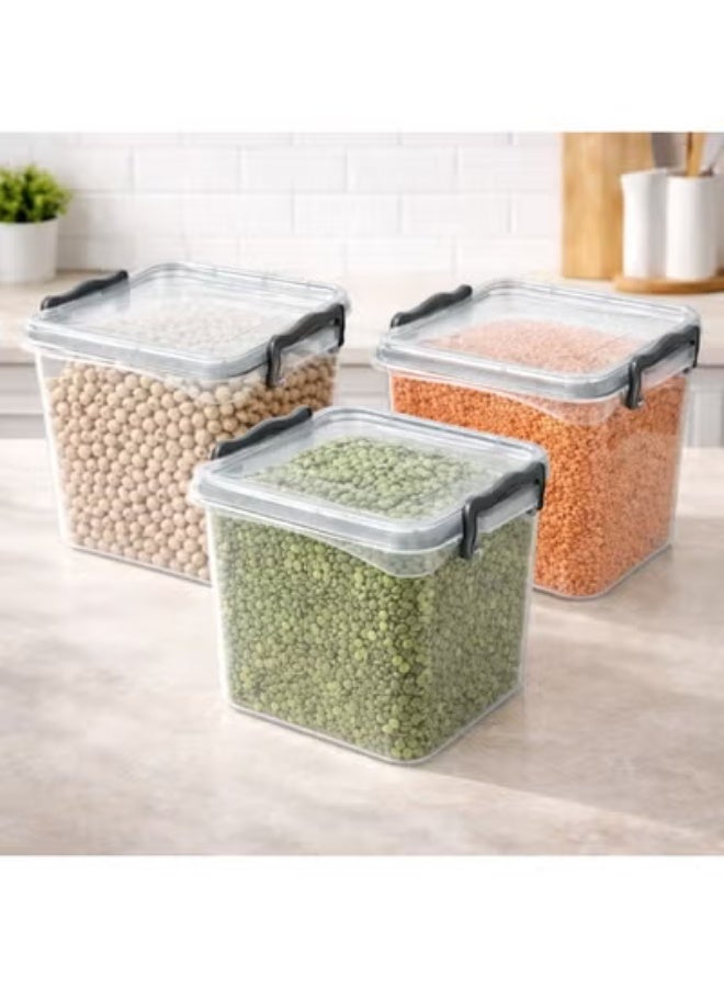 favilla 3-piece square storage container set, 2.4 liters, code 1256 – airtight seal for storing legumes and other foods. - Image 1
