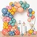 Amandir 153pcs Boho Balloon Arch Garland Kit Different Sizes 18 12 10 5 inch Dusty Blue Blush Pink Rainbow Balloons for Here Come the Son Baby Shower Colorful Dinosaur Boho Birthday Party Decorations - Image 4