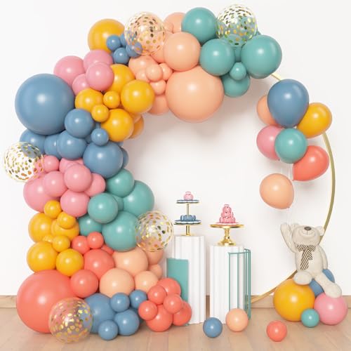 Amandir 153pcs Boho Balloon Arch Garland Kit Different Sizes 18 12 10 5 inch Dusty Blue Blush Pink Rainbow Balloons for Here Come the Son Baby Shower Colorful Dinosaur Boho Birthday Party Decorations - Image 5