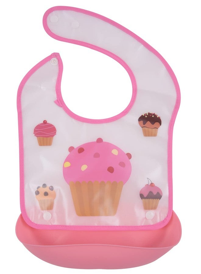 Yellow Bee Cupcake Print Bibs with Crumb Collector for Kids - Image 1