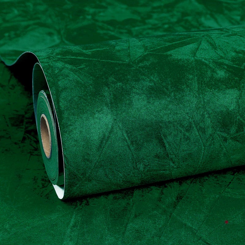 ReWallpaper Green Peel and Stick Wallpaper Luxury Emerald Green Velvet Wallpaper for Bedroom Self Adhesive Removable Textured Contact Paper for Cabinets Soft Velvet Fabric Drawer Liner 175inX65ft