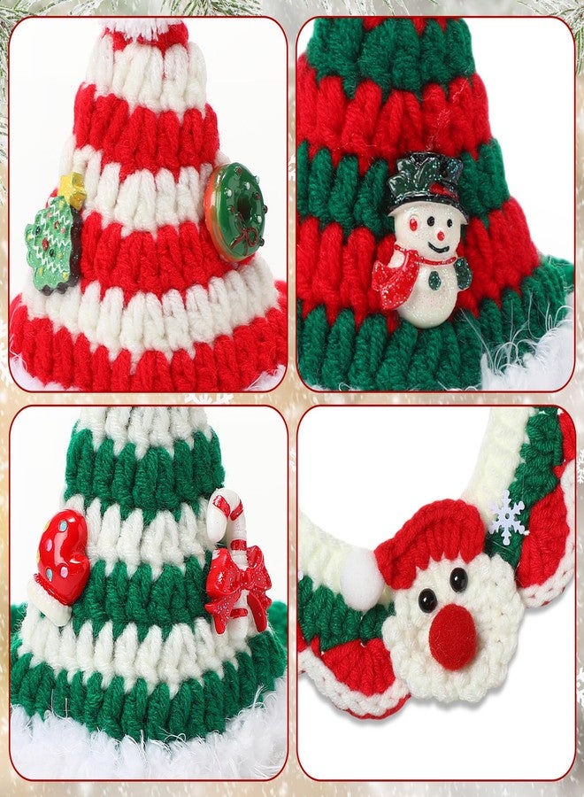 كوم طقم ملابس عيد الميلاد للقطط والكلاب من كوم، مكون من 6 قطع، يتضمن قبعة على شكل شجرة عيد الميلاد، وطوق سانتا للقطط مزين بزينة شجرة عيد الميلاد ورجل الثلج وعصا الحلوى. ملابس محبوكة قابلة للتعديل مناسبة للكلاب والقطط في حفلات الأعياد، مقاسات صغيرة ومتوسطة. - Image 3