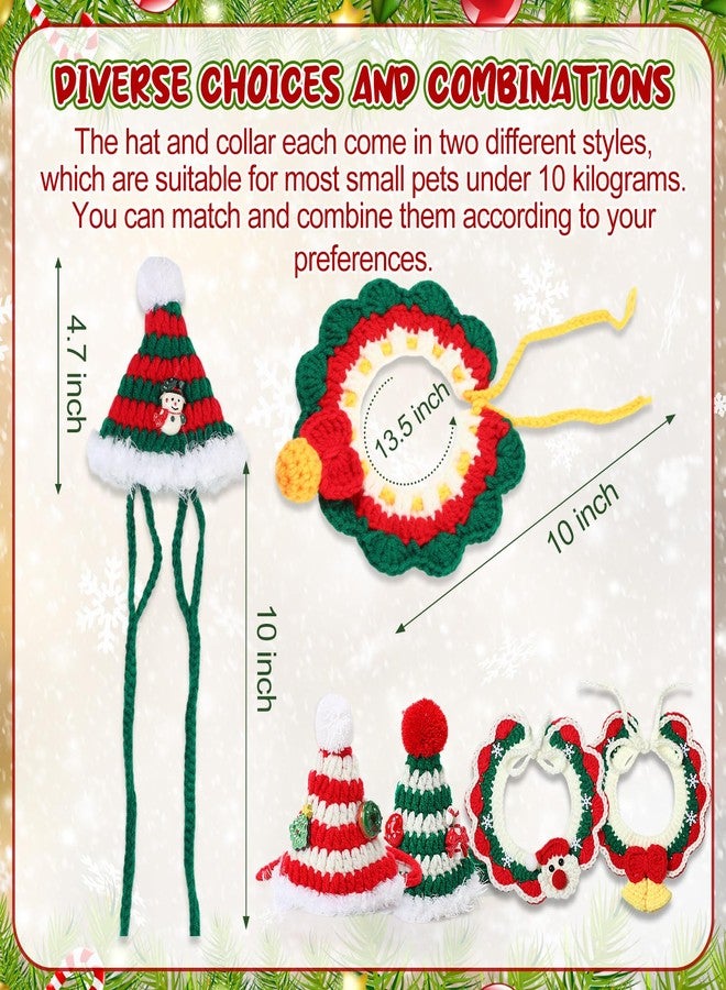 كوم طقم ملابس عيد الميلاد للقطط والكلاب من كوم، مكون من 6 قطع، يتضمن قبعة على شكل شجرة عيد الميلاد، وطوق سانتا للقطط مزين بزينة شجرة عيد الميلاد ورجل الثلج وعصا الحلوى. ملابس محبوكة قابلة للتعديل مناسبة للكلاب والقطط في حفلات الأعياد، مقاسات صغيرة ومتوسطة. - Image 2