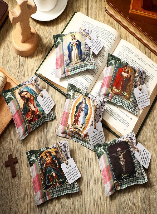 كاتفلي هدايا صلاة كاثوليكية لعيد الميلاد من كاثلي: لحاف صلاة صغير مع صليب داخلي، منديل جيب، هدايا مسيحية للتعزية للنساء، ألحفة صغيرة مزينة بآيات من الكتاب المقدس، تقدير قس الكنيسة في عيد الميلاد (6، الكل) - Image 2
