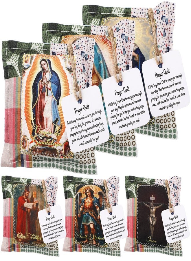 كاتفلي هدايا صلاة كاثوليكية لعيد الميلاد من كاثلي: لحاف صلاة صغير مع صليب داخلي، منديل جيب، هدايا مسيحية للتعزية للنساء، ألحفة صغيرة مزينة بآيات من الكتاب المقدس، تقدير قس الكنيسة في عيد الميلاد (6، الكل) - Image 1