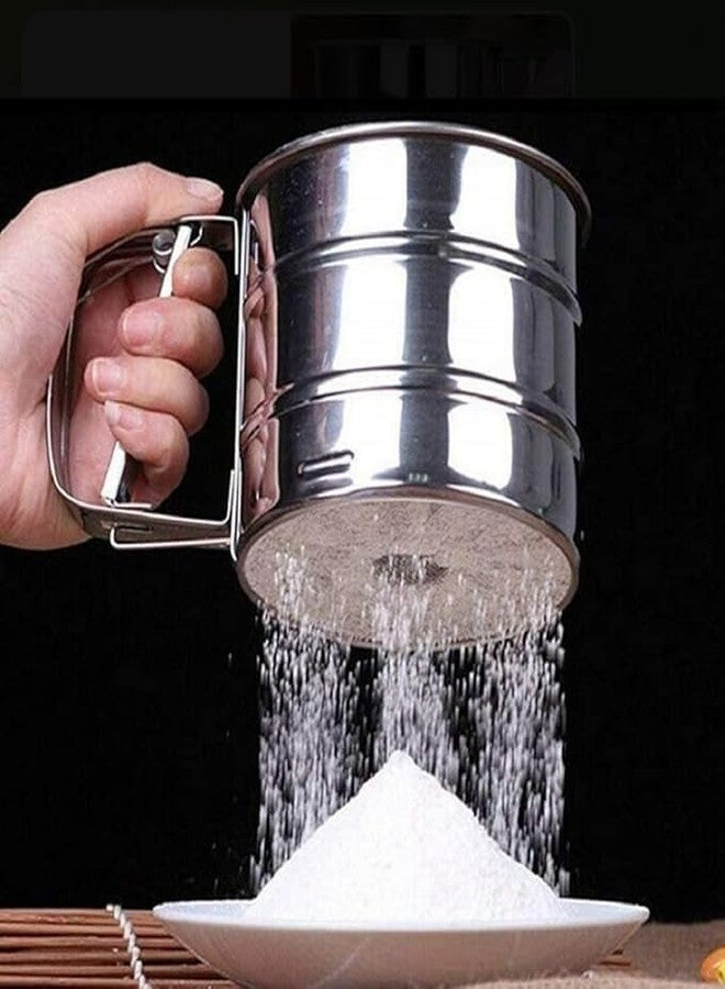 Rangchhelo منخل دقيق من الفولاذ المقاوم للصدأ من رانجشيلو للخبز، كوب عجين يدوي مع منخل شبكي دقيق، منخل مسحوق ذو سعة كبيرة للاستخدام في المطاعم والمقاهي والمطابخ التجارية - Image 5
