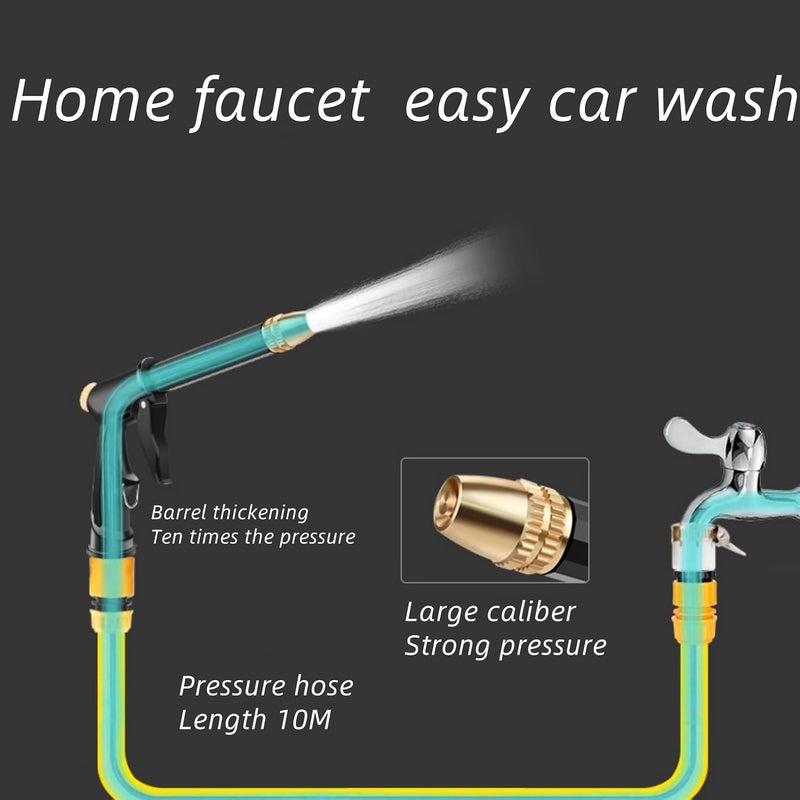 ROUNY Garden Hose High Pressure Flexible, Water hose with nozzle, Leakproof, Rust Proof, 10M Long Round Hose for Garden Cleaning, Watering, Car Wash, Lawn - Image 3