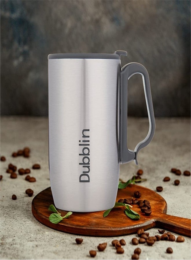 DUBBLIN Refresh Stainless Steel Unbreakable Tea Coffee Mug Double Wall with Handle and Lid, Wide Mouth Mug Keeps Beverages Hot & Cold 350 ML Silver - Image 5