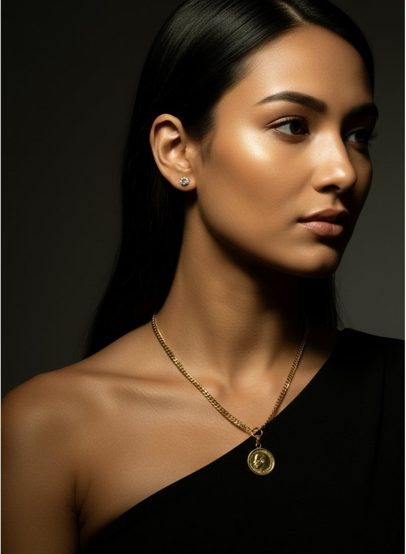 Julia Store Antique 18K Gold Plated Stainless Steel Coin Trendy Luxury Aesthetic Exquisite Vintage Old Style Trendy Dainty Delicate Chain Pendant Necklace Jewelry Gift for Women - Image 4