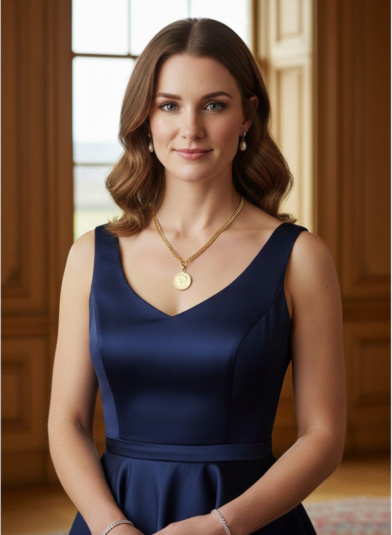 Julia Store Antique 18K Gold Plated Stainless Steel Coin Trendy Luxury Aesthetic Exquisite Vintage Old Style Trendy Dainty Delicate Chain Pendant Necklace Jewelry Gift for Women - Image 2