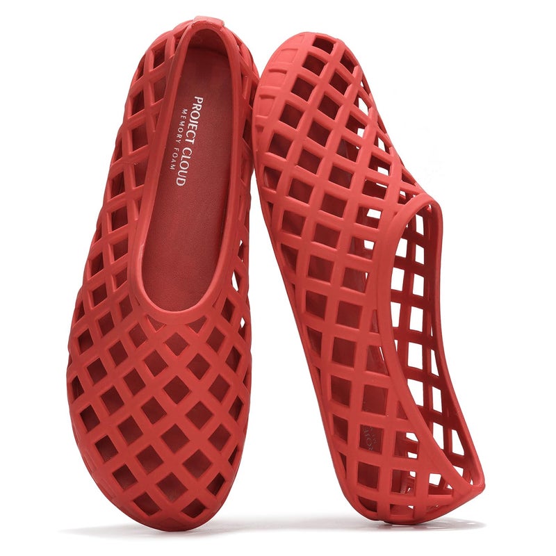 Project Cloud Jelly Shoes Women - Lightweight & Water-Resistant Women's Flats Sandals - Non Slip Womens Shoes - Perfect Summer Jelly Flats for Women 2026 (Jellz, RED, 8) - Image 1