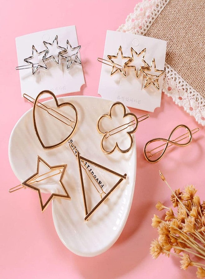 DealFry Hair Clip Korean Fashion Minimalist Metal Gold Barrettes for Women/Girl, Geometric Design Random shape Snap Hairpins Headwear Accessories Styling Tool for Party Wedding (Collection-02 | 6 Pcs) - Image 4