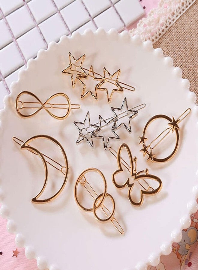 DealFry Hair Clip Korean Fashion Minimalist Metal Gold Barrettes for Women/Girl, Geometric Design Random shape Snap Hairpins Headwear Accessories Styling Tool for Party Wedding (Collection-02 | 6 Pcs) - Image 2