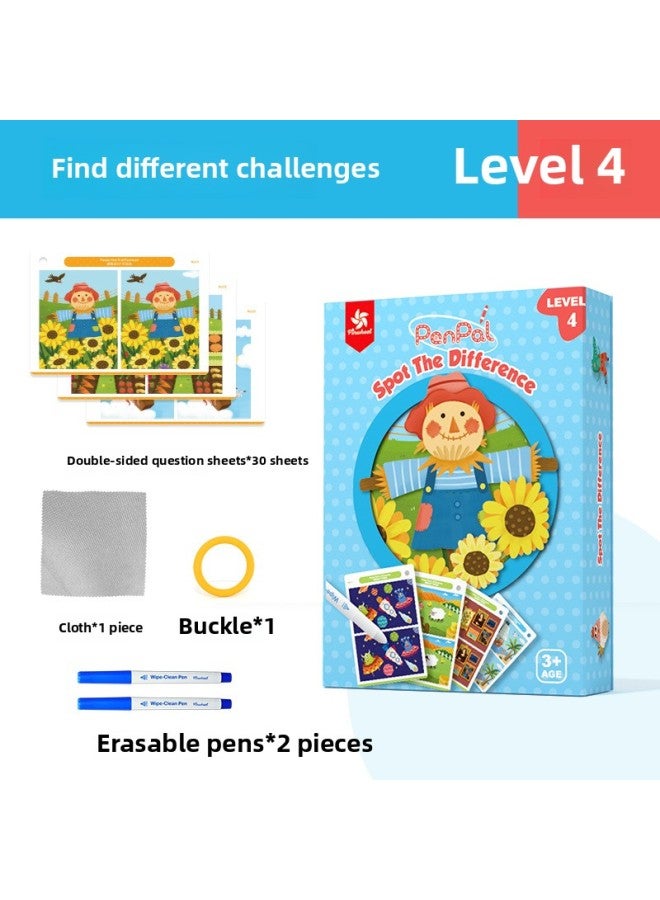 Pinwheel Concentration Training Card Erasable Find Different Attention Training Logical Thinking Educational Toys 3 +-Color:[New] 4 Stages-find Different Challenges  - Image 1