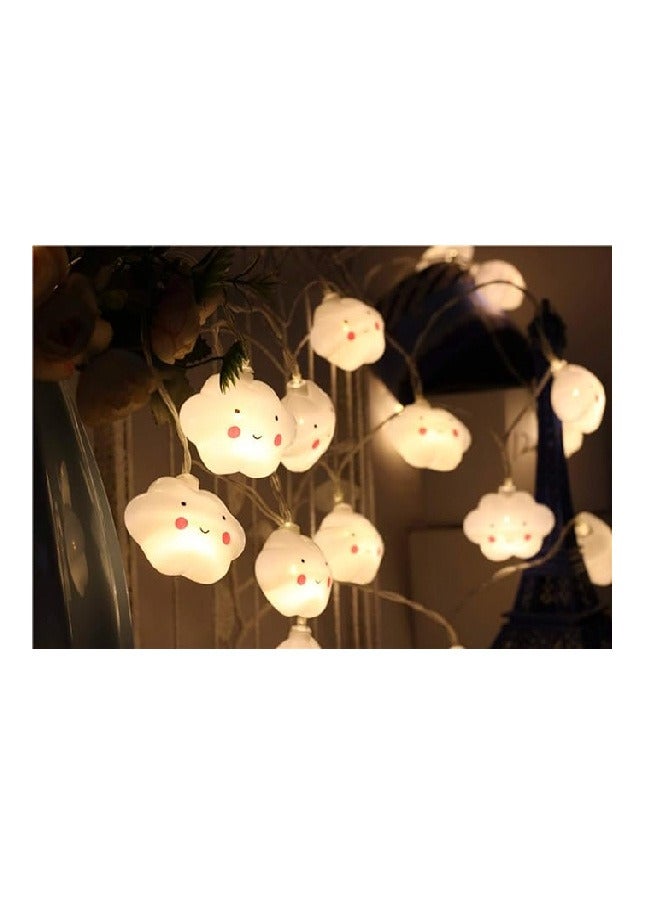 Bzuoszuol Cloud String Lights 20 LED Battery Operated Warm White Wedding Christmas Home Decor - Image 1