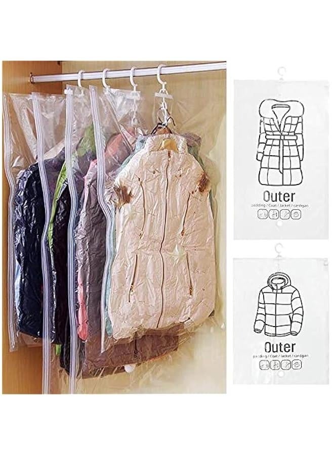 2Pcs Vacuum Compression Bag, 1 Long+1 Short Save Space for Foldable Clothes Can Hang Hook Storage Jacket Winter Coats Suit Bags Clothing Cover  - Image 4
