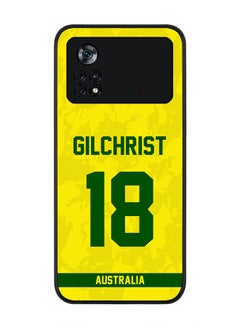 Rugged Black Edge Case for Poco M4 Pro 4G, Slim fit Soft Case Flexible Rubber Edges Thin Cover - Player Name - Adam Gilchrist, Jersey Number- 18