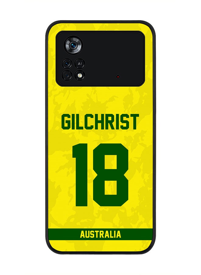 Stylizedd - Rugged Black Edge Case for Poco M4 Pro 4G, Slim fit Soft Case Flexible Rubber Edges Thin Cover - Player Name - Adam Gilchrist, Jersey Number- 18 - Image 1