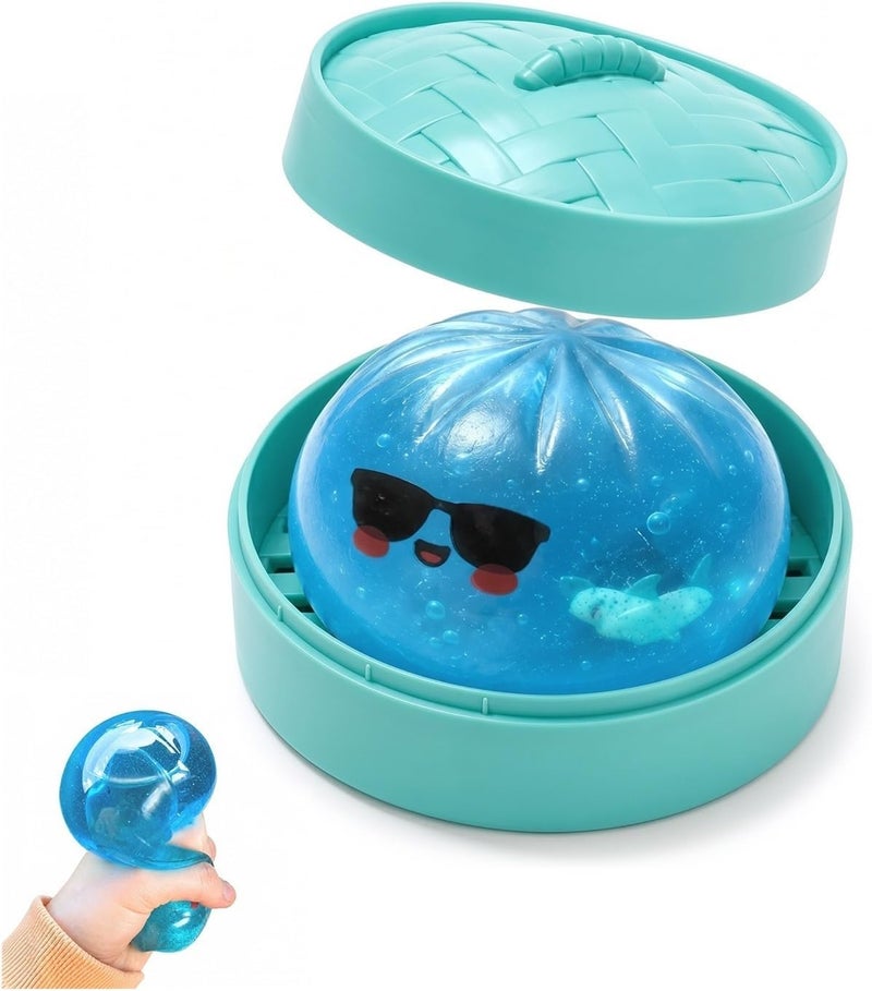 Glitter Dumpling Shark Bun Stress-Relief Squeeze Toy Soft Rubber - Image 2