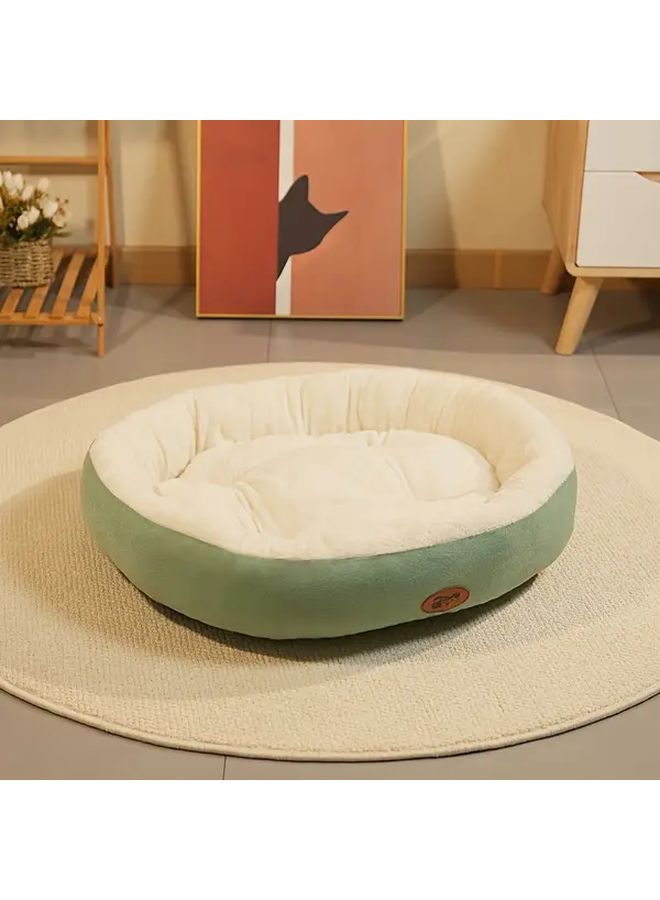 Gray Thick Warm Oval Pet Bed For Cats And Small Dogs 52x46cm - Image 4
