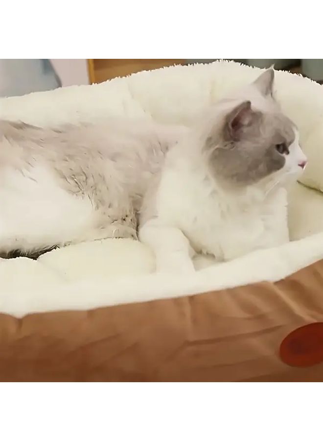 Gray Thick Warm Oval Pet Bed For Cats And Small Dogs 52x46cm - Image 3