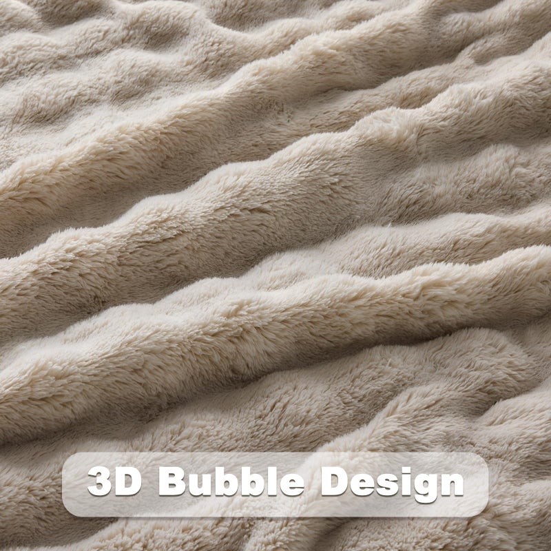 NEWCOSPLAY Twin Blanket for Couch Linen Super Soft Flannel Fleece 3D Bubble Lightweight Bed Blanket All Season Use (Linen  Twin(60 ""x80 "")) - Image 5