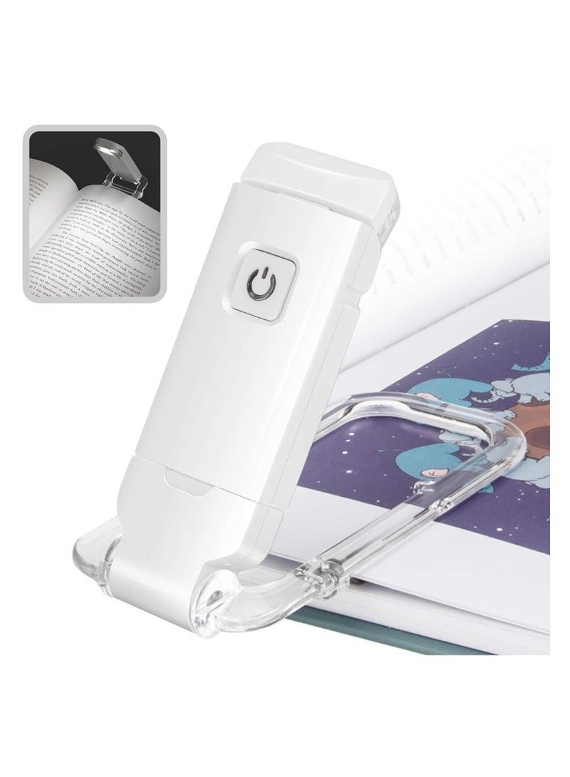 Book Reading Light, Portable Bookmark Light for Book, Warm White Light for Reading in Bed, LED Clip on Book Lights (White) - Image 1