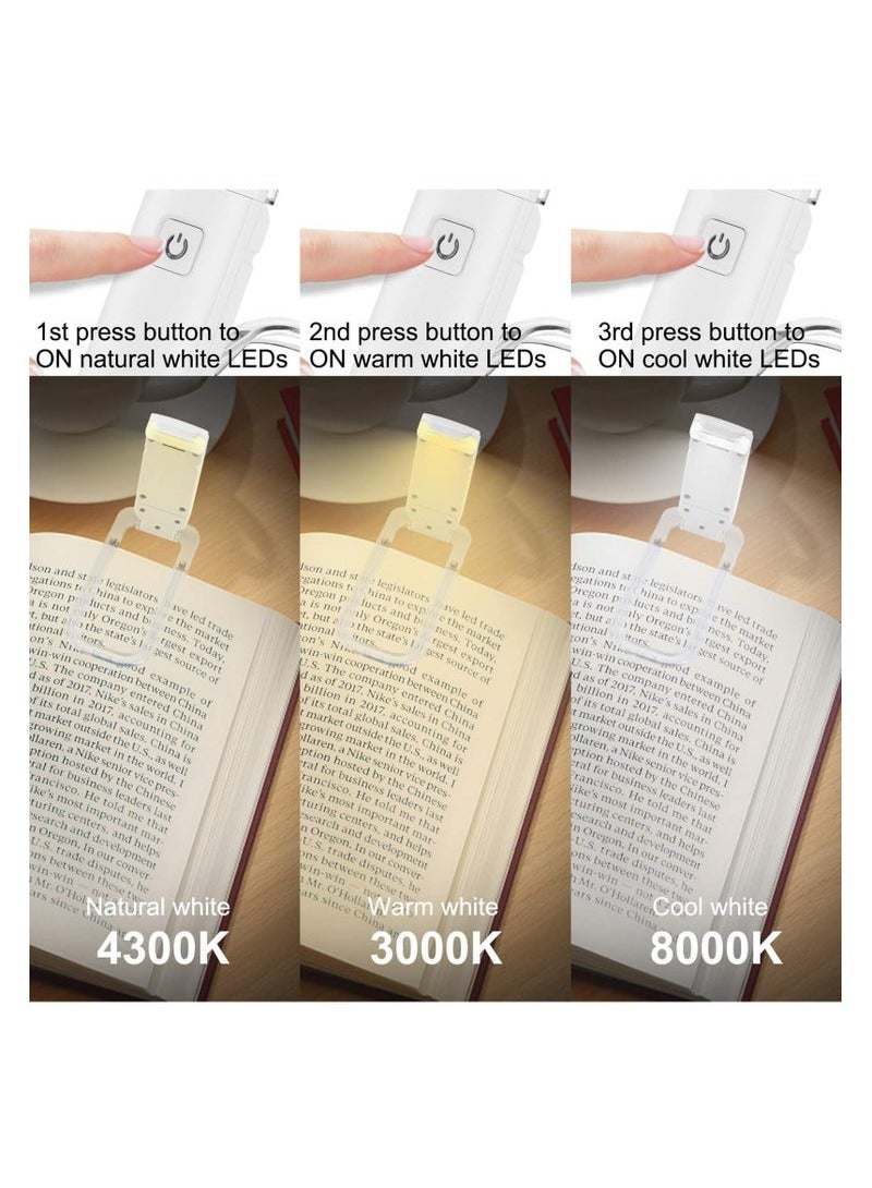 Book Reading Light, Portable Bookmark Light for Book, Warm White Light for Reading in Bed, LED Clip on Book Lights (White) - Image 2
