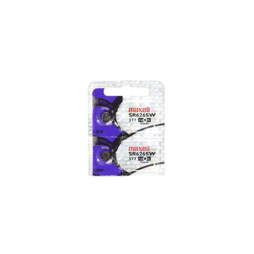 Maxell 2 x MAXELL SR626SW 377 1.55v Silver Oxide Button Cell Watch Battery - Official Genuine Maxell - Image 1