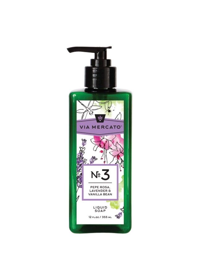 Via Mercato Liquid Soap Shea Butter Enriched (12 Oz) No. 3 Pepe Rose Lavender & Vanilla Bean  - Image 2