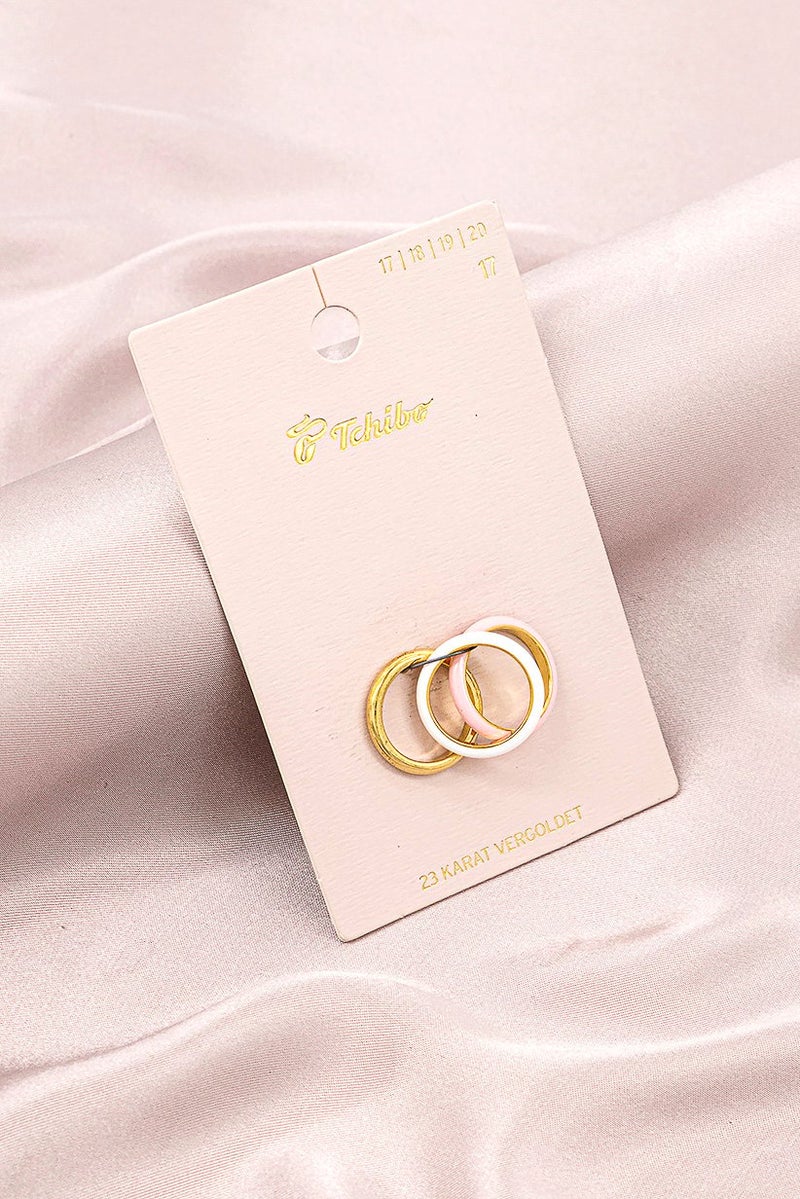 Tchibo Women 3 Pack Fashion Rings, Gold  - Image 1