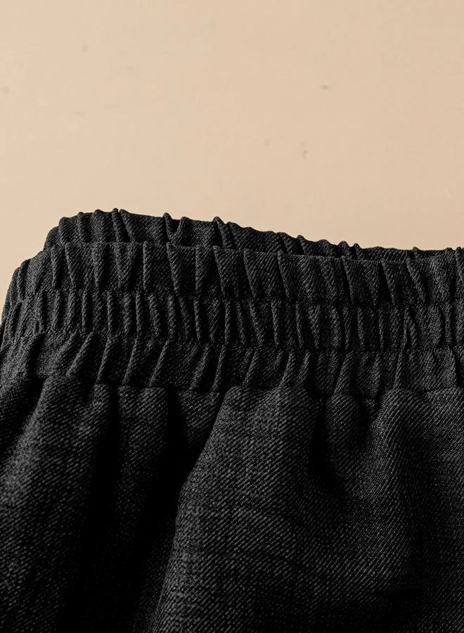 Take Two  Black Textured Wide Leg Trousers for Women | Best Price UAE