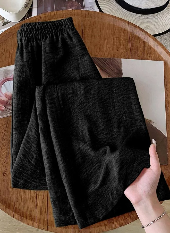 تايك تو بنطال بارز الملمس بأرجل واسعة